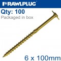 TIMBER CS SCREW 6X100 MM ZINC PL X100 BOX